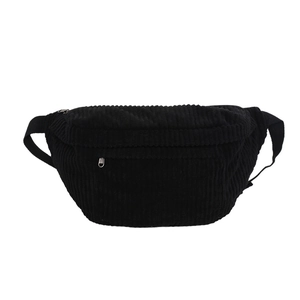 Sac bandoulière unisexe en velours côtelé noir avec sangle réglable et grande capacité