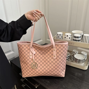 Grand Sac Cabas pour Femmes Mode Monogramme Lettre M Sac à Épaule en Cuir PU Sac à Main Décontracté de Bureau