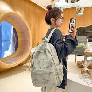 Minimalist butterfly print casual backpack with large capacity for travel and school