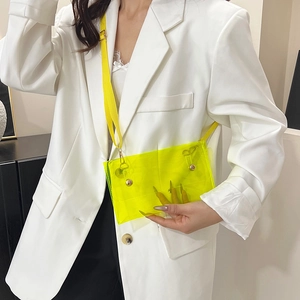 Modische neongelbe transparente PVC Umhängetasche mit verstellbarem Nylon Schultergurt