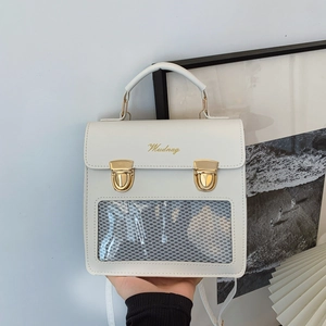 Borsa Ita da Donna Zaino con Finestra Trasparente in Pelle PU Borsa a Tracolla Stile Collegio Piccola Cartella per Ragazze