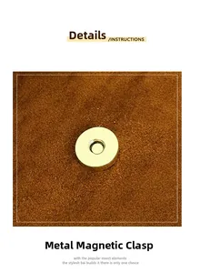 Close-up of the elegant golden magnetic snap closure on premium brown suede leather