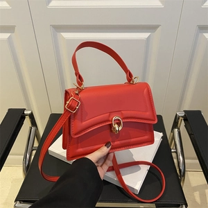 Borsa a Tracolla Quadrata Piccola in Pelle PU da Donna Borsa a Mano Versatile Con Serratura in Metallo Cuciture Decorative