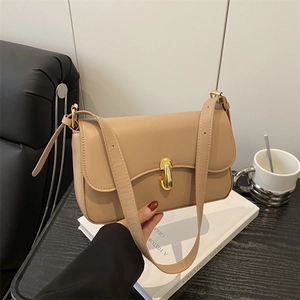Women Minimalist PU Leather Underarm Shoulder Bag Fashion Urban Commute Handbag With Metal Buckle Solid Color Small Square Bag