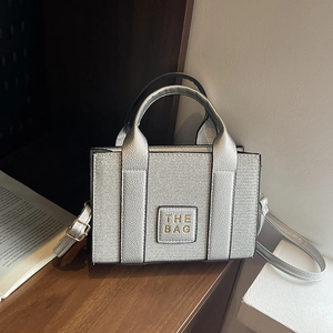 Koreanische Mode PU Pailletten Litschi Muster Tote Kleine Quadratische Umhängetasche Handtasche Reißverschluss Street Trend Damen Tasche