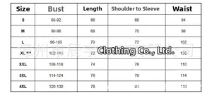 Size guide table for maternity hoodie from S to 4XL with bust and length details