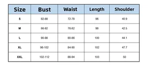 Detailed size chart for floral nursing dress with measurements for bust and waist