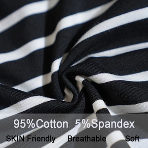 Tissu en coton rayé noir et blanc respirant pour t-shirt de maternité amincissant à manches