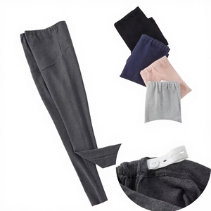 Legging de Maternité Taille Haute Réglable Soutien du Ventre Pantalon en Coton Doux Extensible Femme Couleur Unie