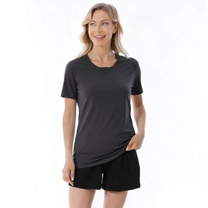 Detail view of cotton maternity t-shirt with hidden zipper for nursing during summer