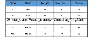 Detailed size chart for women's striped nursing top including bust and length measurements
