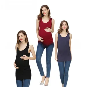 Maternity tank tops in modal fabric with round neck and racerback design for pregnant women