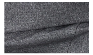 Close-up of thick dark grey cotton fabric with a fine knit texture for maternity hoodies