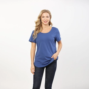 T-shirt d'allaitement à manches courtes bleu marine pour femmes avec col rond classique