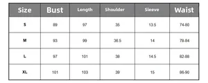 Detailed size chart for maternity nursing dress showing S to XL measurements and fit
