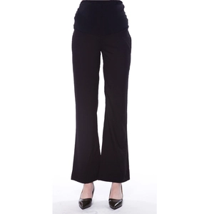 Loose black high waist maternity trousers with elastic abdominal support for casual wear
