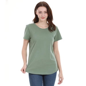 Maglia premaman a maniche corte verde fagiolo con cerniere laterali nascoste per allattare