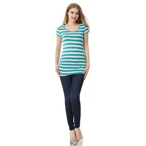 T-shirt de maternité à rayures avec fronces latérales en modal doux pour l'été