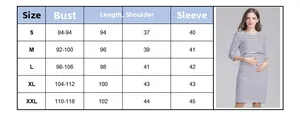 Tableau des tailles détaillé pour robe de maternité rayée en coton (tailles S-XXL)