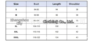 Size chart showing bust and length measurements for maternity denim nursing dress