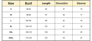 Detailed size chart for cotton nursing dress showing measurements from S to XXXL