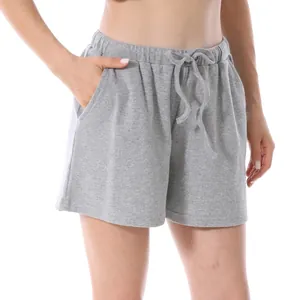 High waist waffle knit maternity wide leg shorts in grey with drawstring elastic waistband