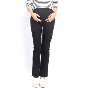 Fashionable high waist maternity pants with elastic belly support for casual spring wear