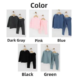 Detailed overview of soft cotton kids pajamas set available in five classic solid colors
