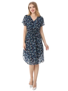 Abito premaman in chiffon floreale con scollo a V e vita elastica per l'allattamento
