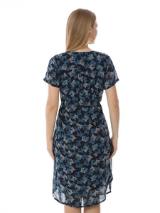 Abito premaman a maniche corte in chiffon floreale blu navy con vita elasticizzata