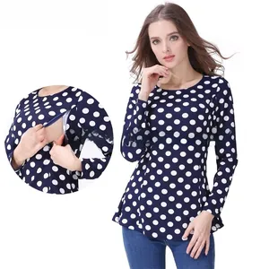 Close-up of nursing top showing discreet side zipper for easy breastfeeding access