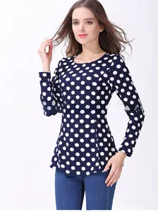 Detail of polka dot nursing top featuring side zipper for breastfeeding access