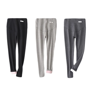 Three-pack thermal high-waisted maternity leggings in black and gray for winter wear