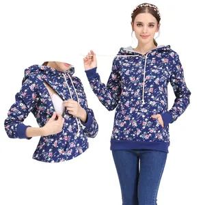 Donna Felpa Allattamento Premaman Floreale Tie Dye Manica Lunga Top per Allattamento con Cappuccio Invernale Casual Cotone