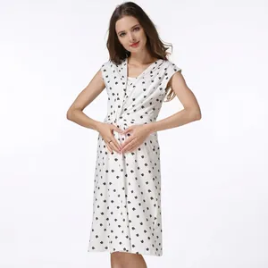 Robe d'Allaitement Maternité Imprimé Floral Col en V Sans Manches Été Femmes Enceintes Mélange Coton Décontracté Midi