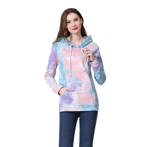 Felpa premaman con cappuccio tie-dye in tonalità pastello e tasca a marsupio