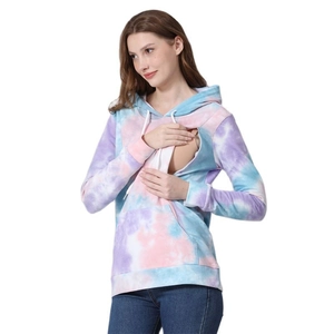 Felpa da allattamento tie-dye con coulisse e aperture laterali invisibili per mamme