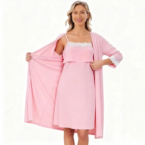 Pigiami Premaman Allattamento in Modal Pizzo Vestaglia Nuisette Indumenti da Notte per Donne Incinte Abbigliamento Morbido