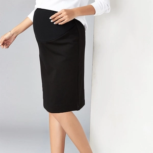 Jupe crayon de maternité noire taille haute avec bandeau de soutien réglable