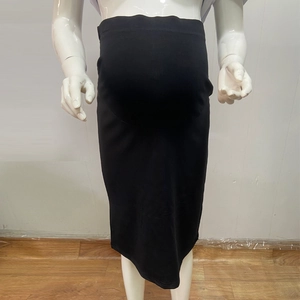 Detail of high waist maternity pencil skirt with adjustable belly support band