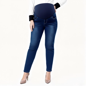 Jeans premaman skinny blu scuro vestibilità slim con fascia elastica di supporto addominale