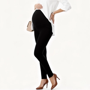 Schwarze Umstandsleggings mit hoher Taille und Bauchstütze für Schwangerschaftskomfort