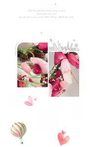 Macro shot of romantic heart-shaped wreath with pink tulips and love letters
