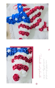 Detail of red white and blue foam rose star wreath for US Independence Day decor