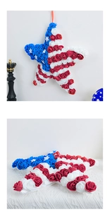 Detail of star-shaped Independence Day wreath with red, white, and blue faux roses