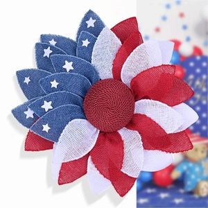 Independence Day Wreath Red White Blue American Flag Burlap Sunflower Shape Patriotic Party Door Hanging Decor July 4th Wreath