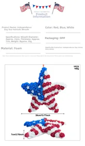 Independence Day star wreath with dimensions 35cm diameter and 7cm thickness