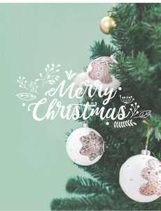 Detailed view of white Christmas balls with pink glitter gingerbread man on a tree