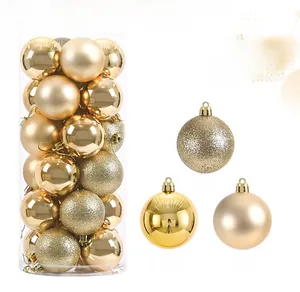 Set di 24 palline di Natale dorate da 6cm con finiture lucide, opache e glitterate