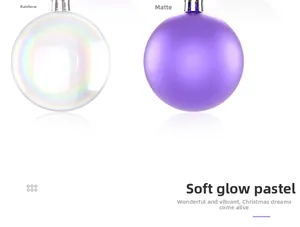Detailed view of iridescent transparent and matte purple 6cm Christmas ornaments